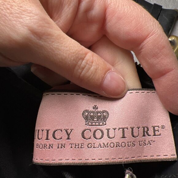 Vintage Juicy Couture Leather Purse Y2K Handbag Black Brass Chunky Chain - Picture 12 of 16